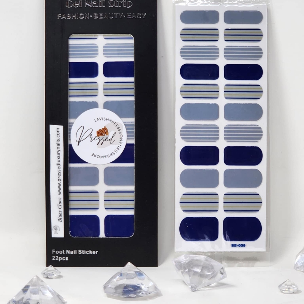 Blue and Gray Nail Stickers Set
